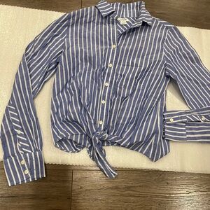 [XXS] J.Crew Blue and White Striped Button-Up Shirt